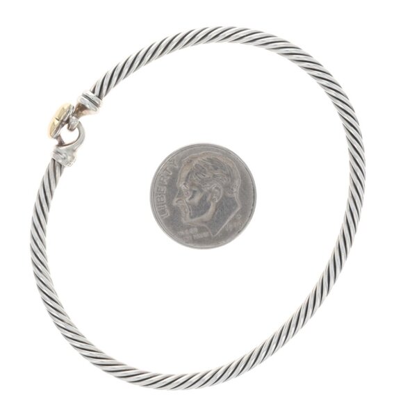 David Yurman Classic Cable Heart Bangle Bracelet 6 1/2" - Sterling 925 Gold 18k - Picture 5 of 7